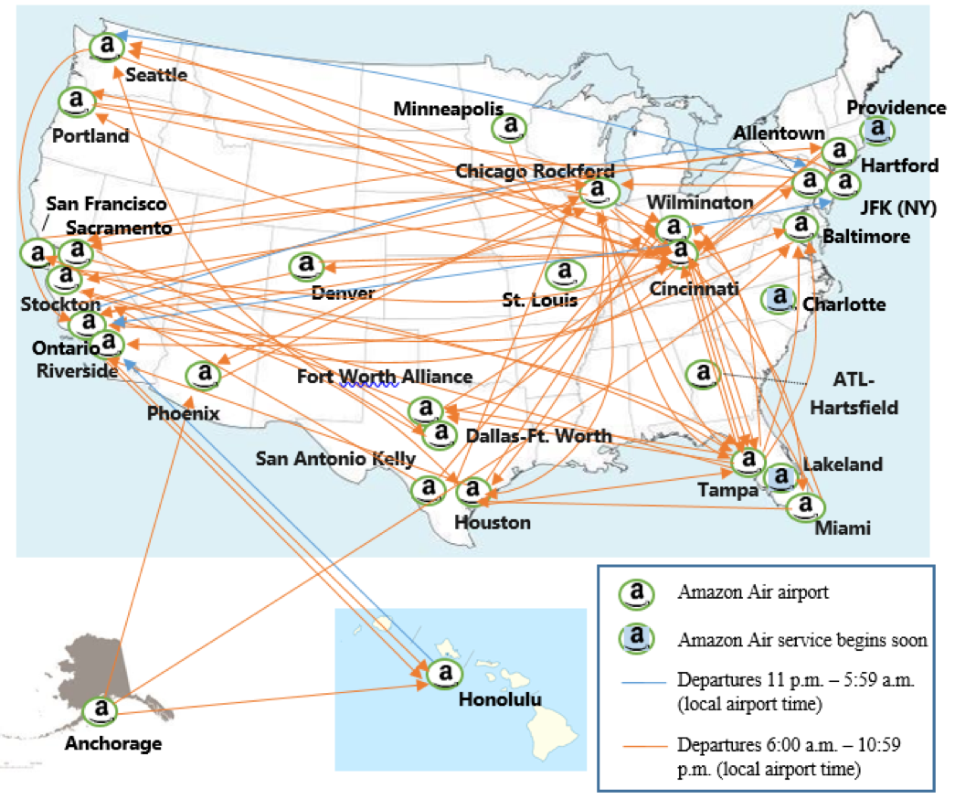 Dhl Flight Route Map Amazon Air: 2020'S Transportation Juggernaut | Newgeography.com