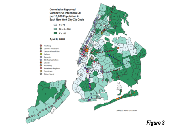 NYC Cumulative Coronavirus Cases per 10,000 in NYC Zip Codes