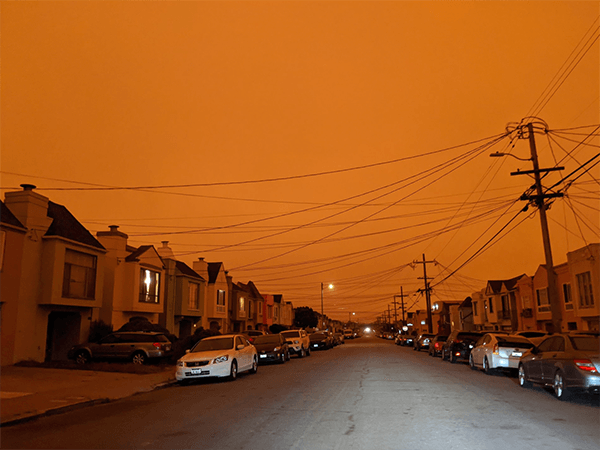 deserted streets in San Francisco during California's fires this month